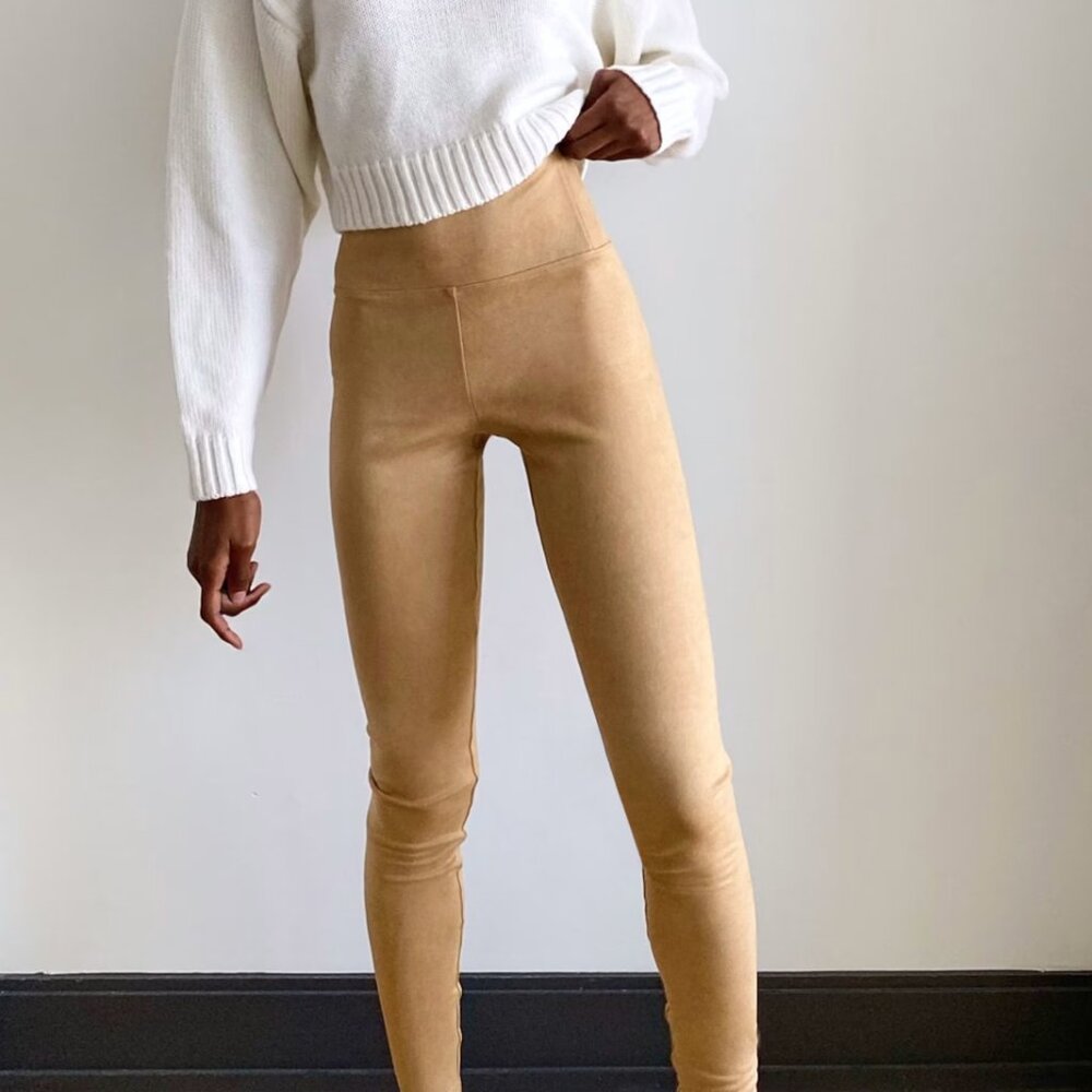 NWT Wilfred DARIA Vegan Suede Pants in CAMEL, Sz S **Stock photos in diff color